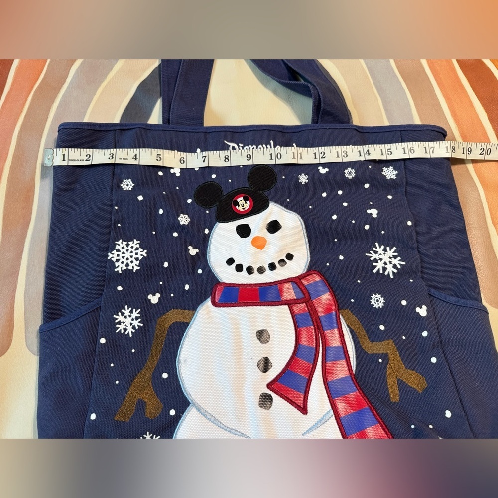 Disney Parks Walt Disney World Mickey Snowman Holiday Tote Bag - Picture 6 of 7